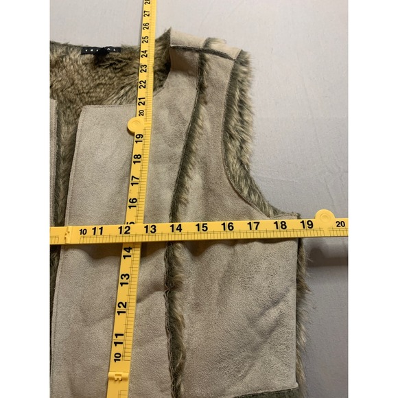 Tribal Grey Faux Suede Fur Lined Vest Open Front 2542O-2189 Small - Picture 7 of 7